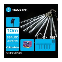 Aigostar - Guirlanda solar LED 384 LEDs / 13 m IP65, branco frio