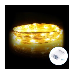 Aigostar - Cordão de luzes LED 100xLED/3xAA 10,3m branco quente