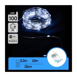 Aigostar - LED guirlanda 100xLED/3xAA 10,3m branco frio