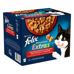 24x85g misto carnes saquetas Felix "Sensations Extras" comida húmida gatos