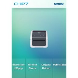 Impressora de Etiquetas e Talões Brother TD-4210D - Tecnologia térmica direta - Largura de impressão até 104 mm - Velocidade 127 mm/seg. - 203ppp - Conexão USB e série