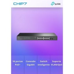 Switch TP-Link JetStream 18 Portas Gigabit Smart com 16 Portas PoE+
