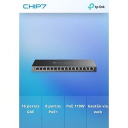 Switch TP-Link JetStream 16 Portas Gigabit Smart com 8 Portas PoE+ - TL-SG2016P