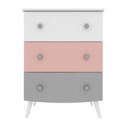 CÓMODA INFANTIL BRANCO, CINZA E ROSA RINGO
