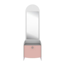 MESA DE CABECEIRA-TOALETE COM ESPELHO BRANCO, ROSA E CINZA RINGO