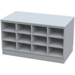 kaiserkraft Banco de vestiário Sitover, bilateral, revestido a melamina, 2 x 9 compartimentos, comprimento 820 mm, cinzento
