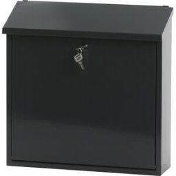 kaiserkraft Caixa de correio, com telhado oblíquo dobrável, AxLxP 370 x 370 x 115 mm, chapa de aço, pintado a pó, antracite 7016