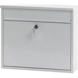 kaiserkraft Caixa de correio, com telhado direito, AxLxP 320 x 360 x 100 mm, chapa de aço, pintado a pó, branco RAL 9010