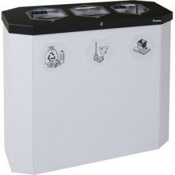 kaiserkraft Coletor de materiais recicláveis Sixco smart, capacidade 3 x 45 l, cinzento claro
