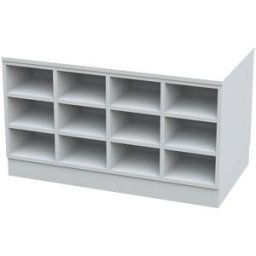 kaiserkraft Banco de vestiário Sitover, bilateral, revestido a melamina, 2 x 9 compartimentos, comprimento 820 mm, branco