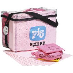 PIG Kit de emergência em saco transparente, versão para químicos, absorve 54,4 l