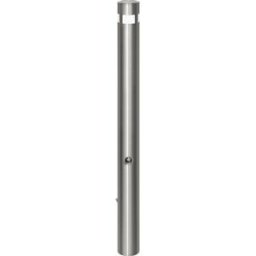 kaiserkraft Poste de barreira em aço inoxidável, Ø 102 mm, com cabeça luminosa solar, para encastrar em betão, encaixe de solo, fecho triangular