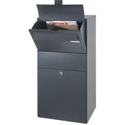 kaiserkraft Caixa de despacho, com tampa de inserção para cartas, cinzento antracite RAL 7016