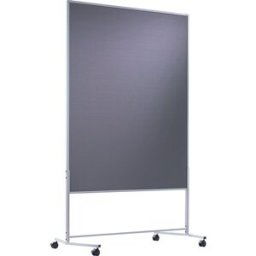 eurokraft basic Painel de conferências, móvel, revestimento têxtil/quadro branco, LxA 1200 x 1500 mm, cinzento