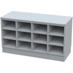 kaiserkraft Banco de vestiário Sitover, unilateral, revestido a melamina, 9 compartimentos, comprimento 820 mm, cinzento