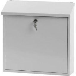 kaiserkraft Caixa de correio, com telhado oblíquo dobrável, AxLxP 370 x 370 x 115 mm, chapa de aço, pintado a pó, branco RAL 9010