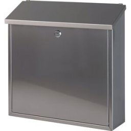 kaiserkraft Caixa de correio, com telhado oblíquo dobrável, AxLxP 370 x 370 x 115 mm, aço inoxidável