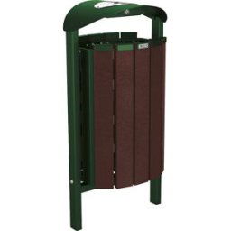 PROCITY Caixote do lixo SILAOS® com cinzeiro, aço/plástico reciclado, para encastrar em betão, verde/castanho