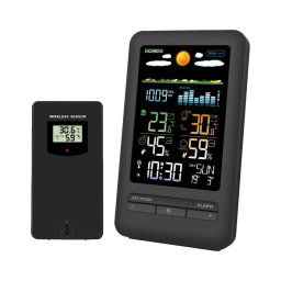 Solight TE87 - Estação meteorológica com LCD, 2xAA, preta