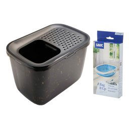 Savic Hop In Marble Starter Kit : Caixa de areia + Sacos Bag it Up para gatos