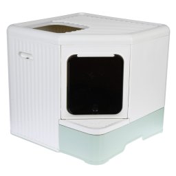 kooa Caixa de areia Hop-In em plástico ecológico para gatos branco / menta