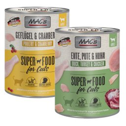 12x800g misto: Pato, peru e frango e Aves e mirtilos-vermelhos MAC's latas gatos