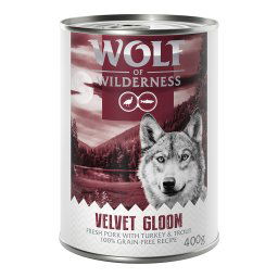 6x400g porco, peru e truta Adult Red Meat Wolf of Wilderness latas cães