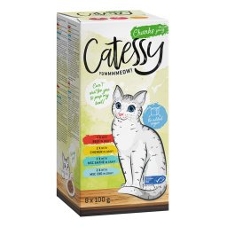 64x100g misto pedaços em molho Catessy comida húmida para gatos