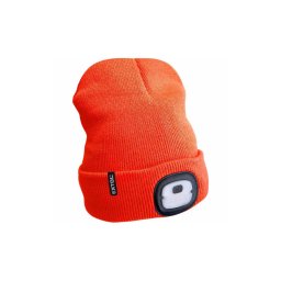 Extol - Gorro com uma lanterna de cabeça e carregador USB 250 mAh laranja neon tamanho UNI