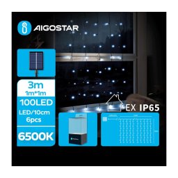 Aigostar - Guirlanda solar LED 100xLED/8 funções 4x1m IP65 branco frio