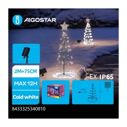 Aigostar - Decoração solar LED 75cm IP65 0,26W 3,7V branco frio