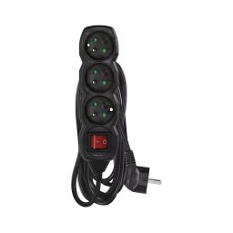 Extensão 3 tomadas 5m com interruptor, cor preta