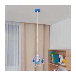 Candeeiro suspenso de criança STARS 1xE27/15W/230V azul/branco