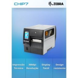 Impressora Zebra ZT411 Transferência Térmica Color Touch Display 300dpi Destacador Liner Take-Up USB RS232 Ethernet Bluetooth