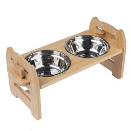 Modern Living comedouro ajustável com suporte de bambu para cães