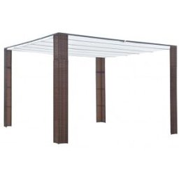 Vidaxl Pia De Teto De Rattan Sintético 300x300x200 Cm Marrom E Creme