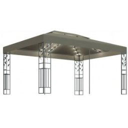 Vidaxl Sala De Jantar Com Teto Duplo E Faixa De Luz Led Cinza-alaranjado 3x4 M 180 G/m2