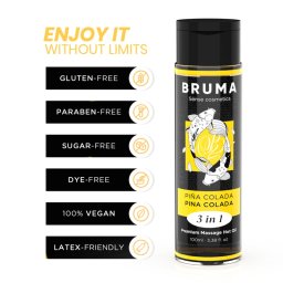 Bruma - Óleo De Massagem Premium Efeito Calor Sabor Pina Colada 3 Em 1 - 100 Ml