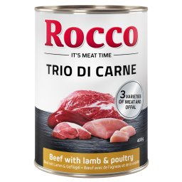 24x400g Vaca com cordeiro e aves Trio di Carne Rocco Classic latas cães