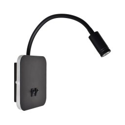 Candeeiro de parede LED flexível BASE LED/8W+LED/2W/230V preto/prateado