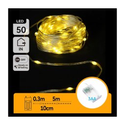 Aigostar - Cordão de luzes LED 50xLED/3xAA 5,3m branco quente