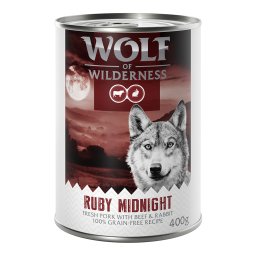 6x400g porco, vaca e coelho Adult Red Meat Wolf of Wilderness latas cães