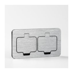 Brilagi - Tomada dupla de chão de encastrar para exterior IP55 cromado mate retangular