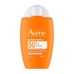 Avene Cosméticos Faciais Ultra Fluid Radiance FPS 50+ Proteção facial de alta proteção para peles sensíveis.
