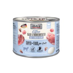 6x200g Kitten com vitela Cat MAC's comida húmida para gatos