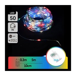 Aigostar - Cordão de LED 50xLED/3xAA 5,3m multicolorido