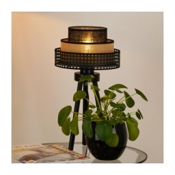 BRILAGI - Lâmpada de mesa DAKOTA LUNETA 1xE27/15W/230V preta/ratã