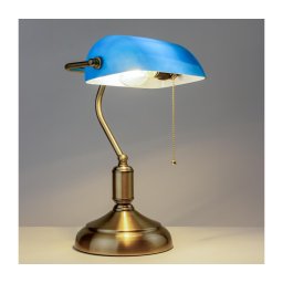 Brilagi - Lâmpada de mesa BANK OFFICE 1xE27/60W/230V latão/azul