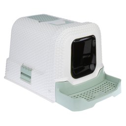 kooa caixa de areia fechada com gaveta para areia para gatos branca/menta