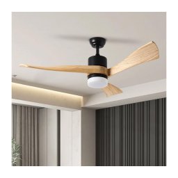ZEVENTI - Ventilador de teto LED NATURITO LED/18W/230V Wi-Fi Tuya preto/carvalho + controlo remoto